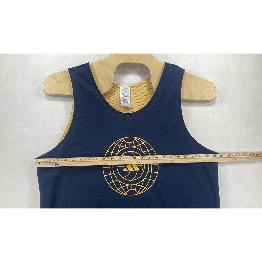 Adidas Tank Top Mens XL  Yellow Navy Reversible  Jersey Basketball Training C15